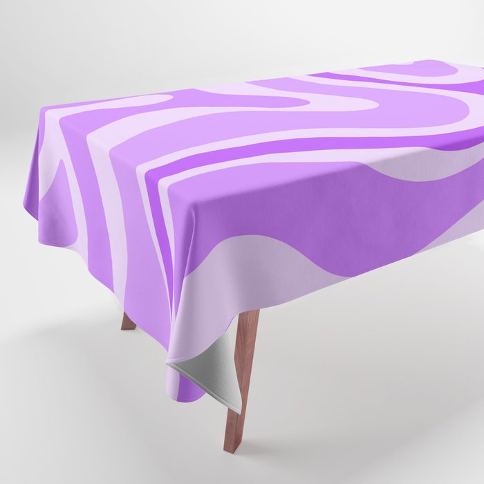 Modern Retro Liquid Swirl Abstract Pattern in Purple Tablecloth Gallery Image 1