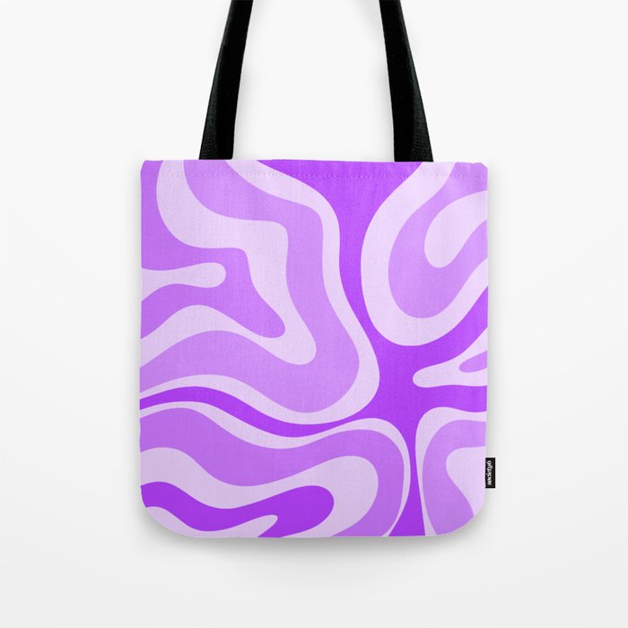 Modern Retro Liquid Swirl Abstract Pattern in Purple Tote Bag Gallery Image 1