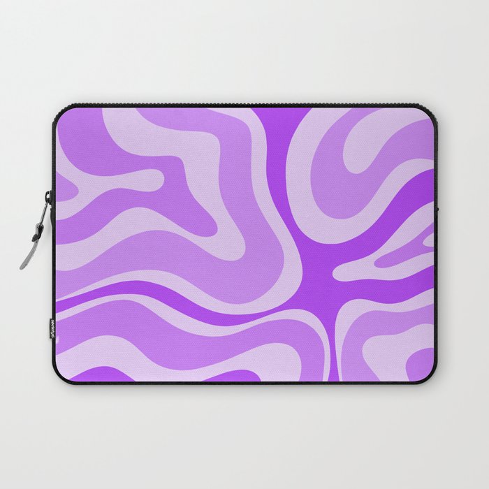 Modern Retro Liquid Swirl Abstract Pattern in Purple Laptop Sleeve Gallery Image 1