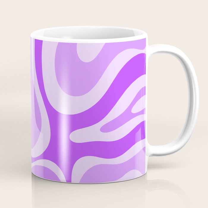 Modern Retro Liquid Swirl Abstract Pattern in Purple Coffee Mug Gallery Image 1