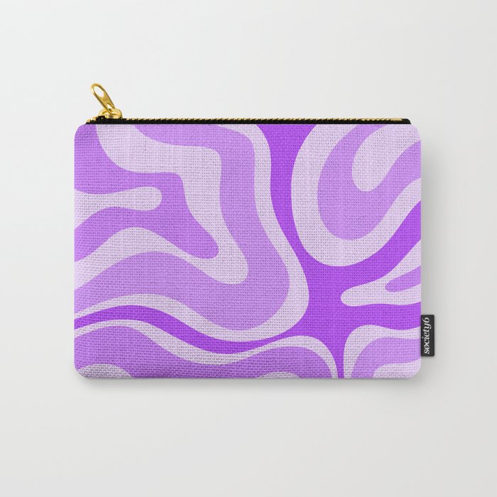 Modern Retro Liquid Swirl Abstract Pattern in Purple Carry All Pouch Gallery Image 1