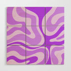 Modern Retro Liquid Swirl Abstract Pattern in Purple Wood Wall Art Gallery Image 1