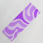 Modern Retro Liquid Swirl Abstract Pattern in Purple Yoga Mat Gallery Image 1