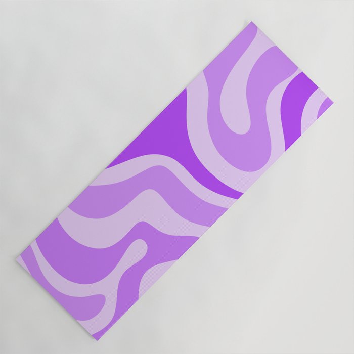 Modern Retro Liquid Swirl Abstract Pattern in Purple Yoga Mat Gallery Image 1