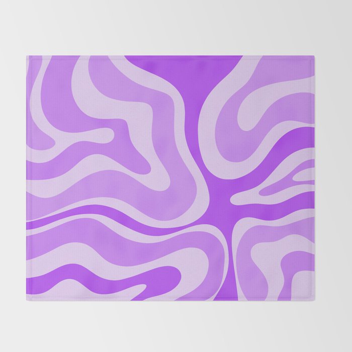 Modern Retro Liquid Swirl Abstract Pattern in Purple Throw Blanket Gallery Image 2