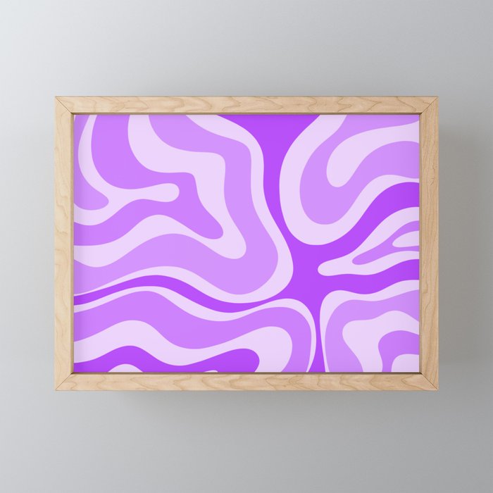 Modern Retro Liquid Swirl Abstract Pattern in Purple Mini Art Print Gallery Image 1