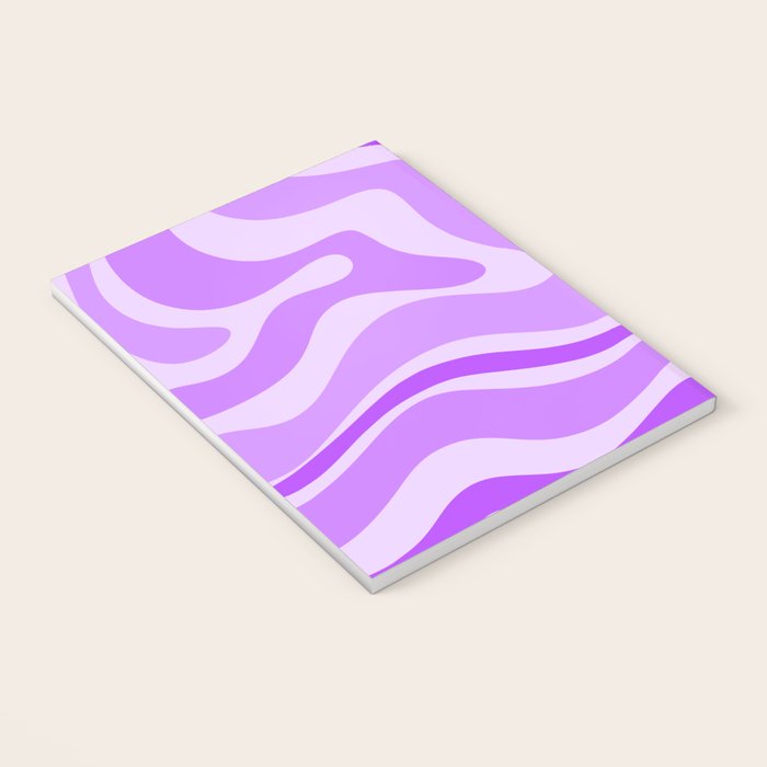 Modern Retro Liquid Swirl Abstract Pattern in Purple Notebook Gallery Image 3