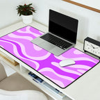 Modern Retro Liquid Swirl Abstract Pattern in Purple Desk Mat Gallery Image 2