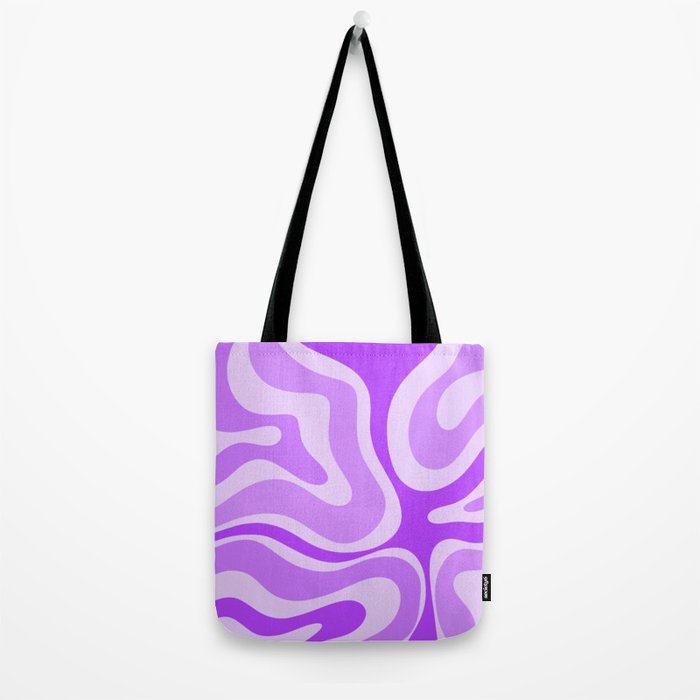 Modern Retro Liquid Swirl Abstract Pattern in Purple Tote Bag Gallery Image 2