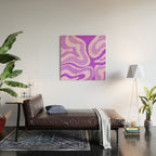 Modern Retro Liquid Swirl Abstract Pattern in Purple Wood Wall Art Gallery Image 2