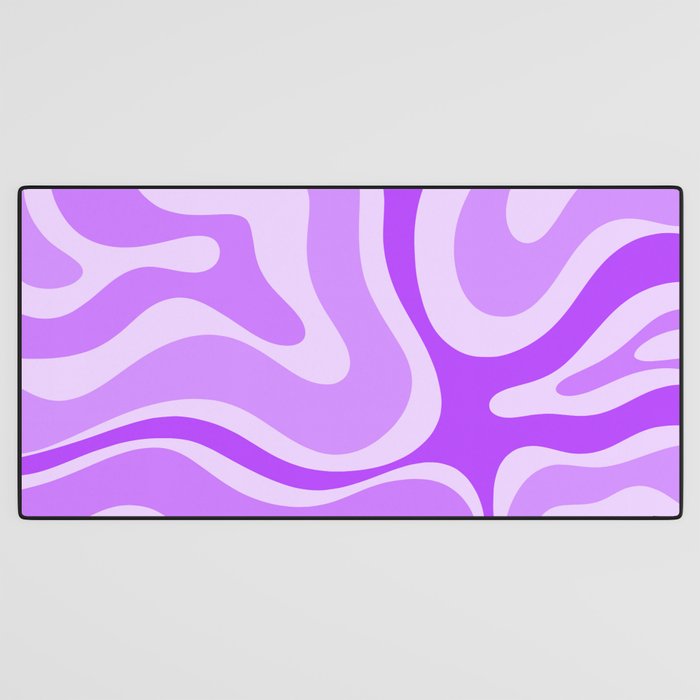 Modern Retro Liquid Swirl Abstract Pattern in Purple Desk Mat Gallery Image 3