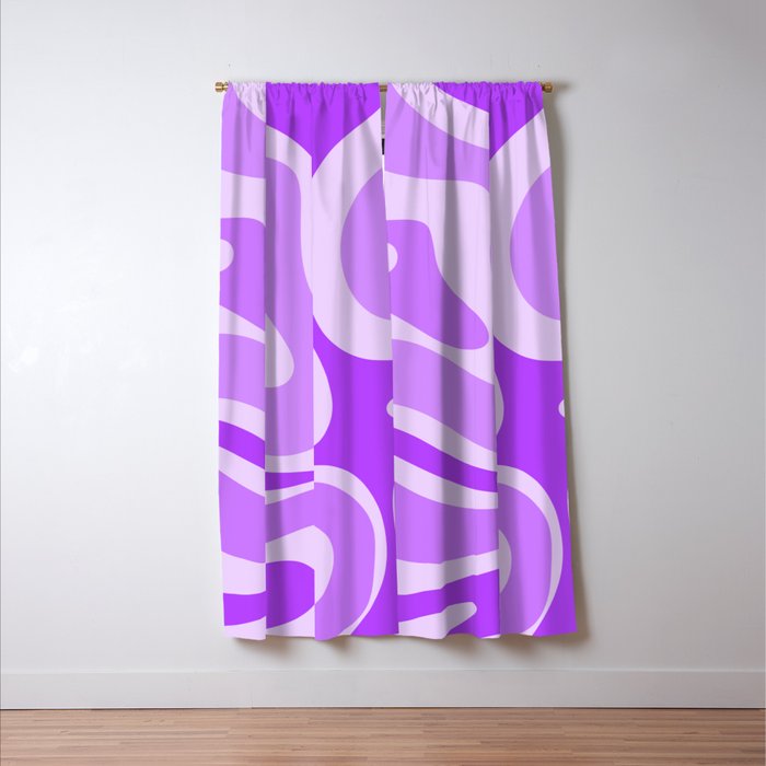Modern Retro Liquid Swirl Abstract Pattern in Purple Window Curtain Gallery Image 3