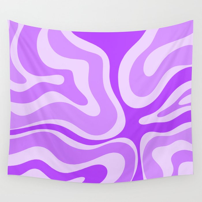 Modern Retro Liquid Swirl Abstract Pattern in Purple Wall Tapestry Gallery Image 4