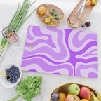 Modern Retro Liquid Swirl Abstract Pattern in Purple Cutting Board Gallery Image 2