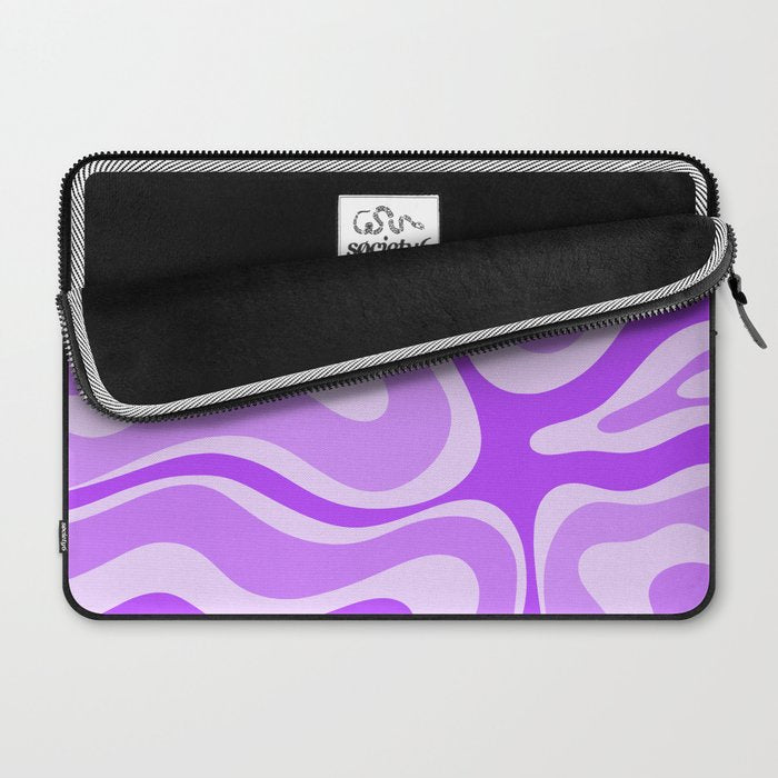 Modern Retro Liquid Swirl Abstract Pattern in Purple Laptop Sleeve Gallery Image 2