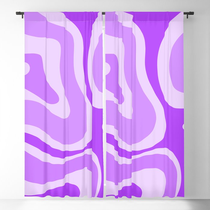Modern Retro Liquid Swirl Abstract Pattern in Purple Window Curtain Gallery Image 1