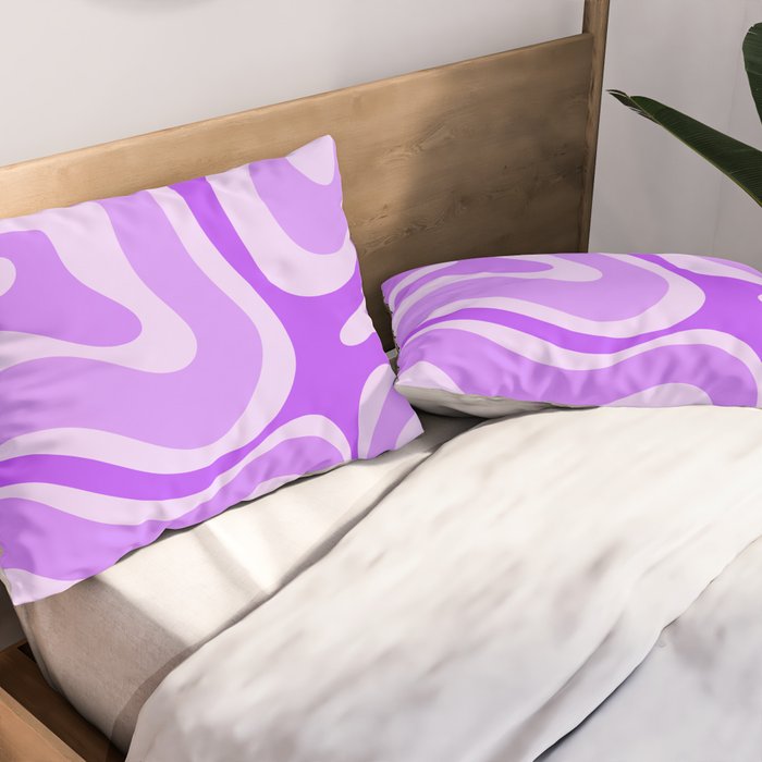 Modern Retro Liquid Swirl Abstract Pattern in Purple Pillow Sham Gallery Image 2