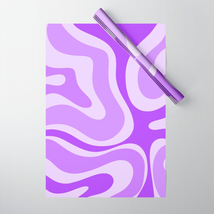 Modern Retro Liquid Swirl Abstract Pattern in Purple Wrapping Paper Gallery Image 1