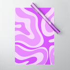 Modern Retro Liquid Swirl Abstract Pattern in Purple Wrapping Paper Gallery Image 1