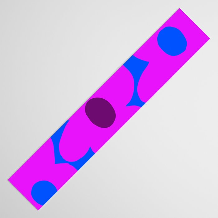 Large Pink and Purple Retro Flowers Blue Background #decor #society6 #buyart Table Runner Gallery Image 3