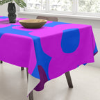 Large Pink and Purple Retro Flowers Blue Background #decor #society6 #buyart Tablecloth Gallery Image 3