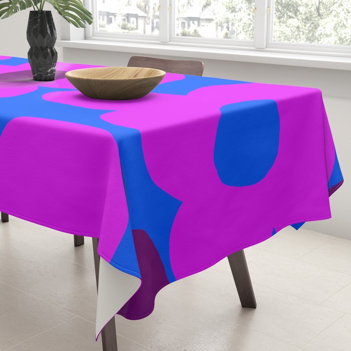 Large Pink and Purple Retro Flowers Blue Background #decor #society6 #buyart Tablecloth Gallery Image 3
