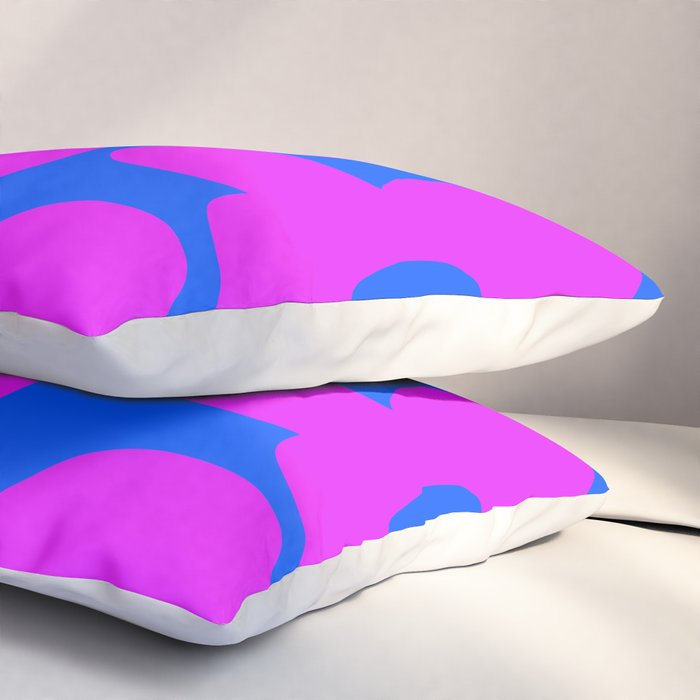 Large Pink and Purple Retro Flowers Blue Background #decor #society6 #buyart Pillow Sham Gallery Image 3