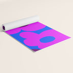 Large Pink and Purple Retro Flowers Blue Background #decor #society6 #buyart Yoga Mat Gallery Image 2