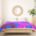 Large Pink and Purple Retro Flowers Blue Background #decor #society6 #buyart Duvet Cover Gallery Image 3