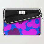Large Pink and Purple Retro Flowers Blue Background #decor #society6 #buyart Laptop Sleeve Gallery Image 2