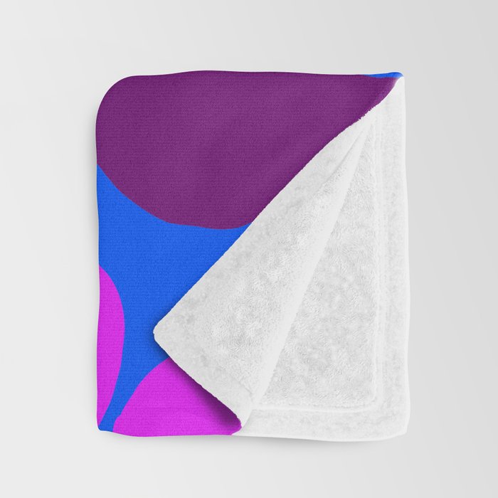 Large Pink and Purple Retro Flowers Blue Background #decor #society6 #buyart Throw Blanket Gallery Image 3