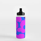 Large Pink and Purple Retro Flowers Blue Background #decor #society6 #buyart Water Bottle Gallery Image 2