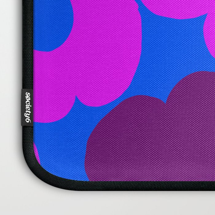 Large Pink and Purple Retro Flowers Blue Background #decor #society6 #buyart Laptop Sleeve Gallery Image 3