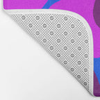 Large Pink and Purple Retro Flowers Blue Background #decor #society6 #buyart Bath Mat Gallery Image 2