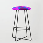 Large Pink and Purple Retro Flowers Blue Background #decor #society6 #buyart Stool Gallery Image 1