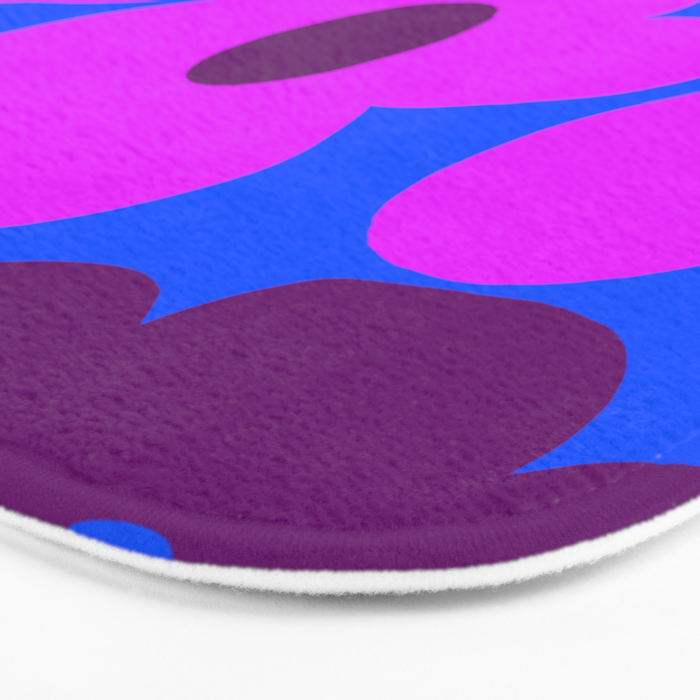 Large Pink and Purple Retro Flowers Blue Background #decor #society6 #buyart Bath Mat Gallery Image 3