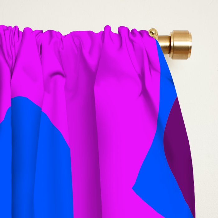 Large Pink and Purple Retro Flowers Blue Background #decor #society6 #buyart Window Curtain Gallery Image 2