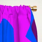 Large Pink and Purple Retro Flowers Blue Background #decor #society6 #buyart Window Curtain Gallery Image 2