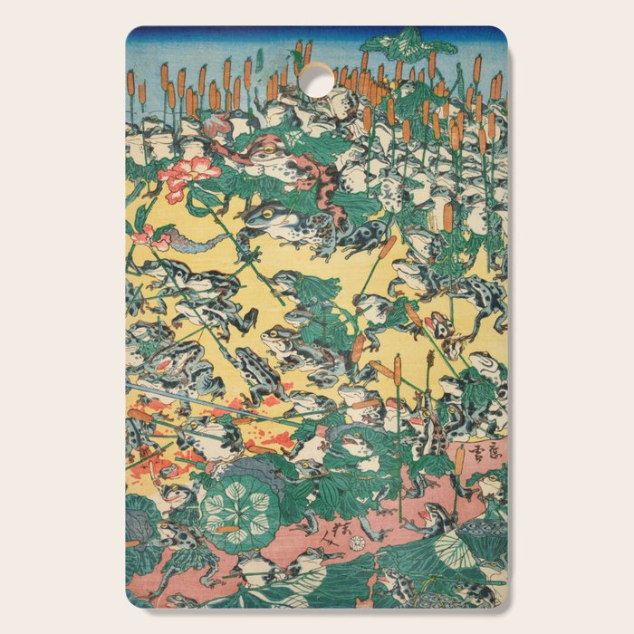 Fashionable Battle of Frogs by Kawanabe Kyosai, 1864 Cutting Board Gallery Image 1