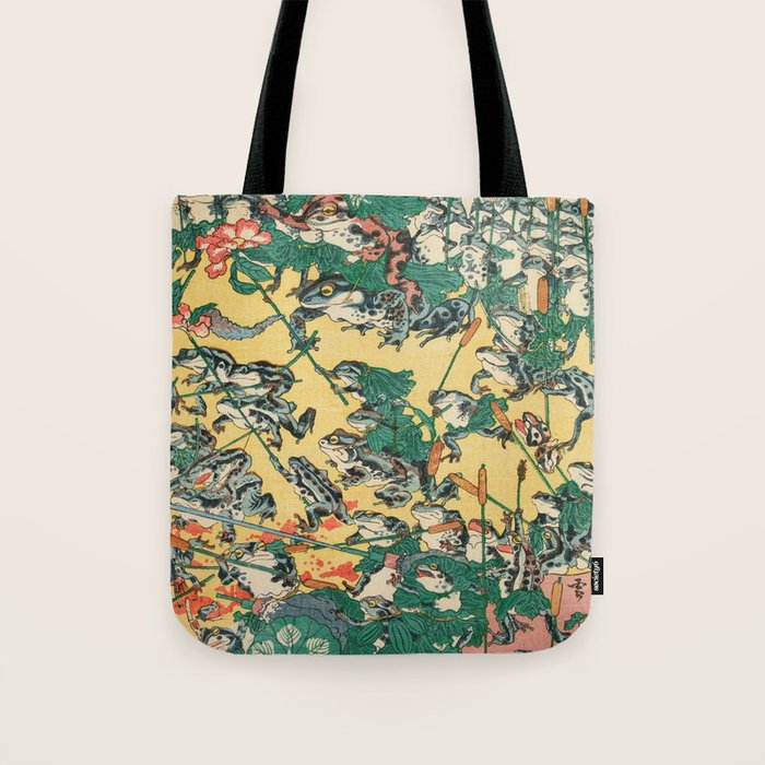 Fashionable Battle of Frogs by Kawanabe Kyosai, 1864 Tote Bag Gallery Image 1