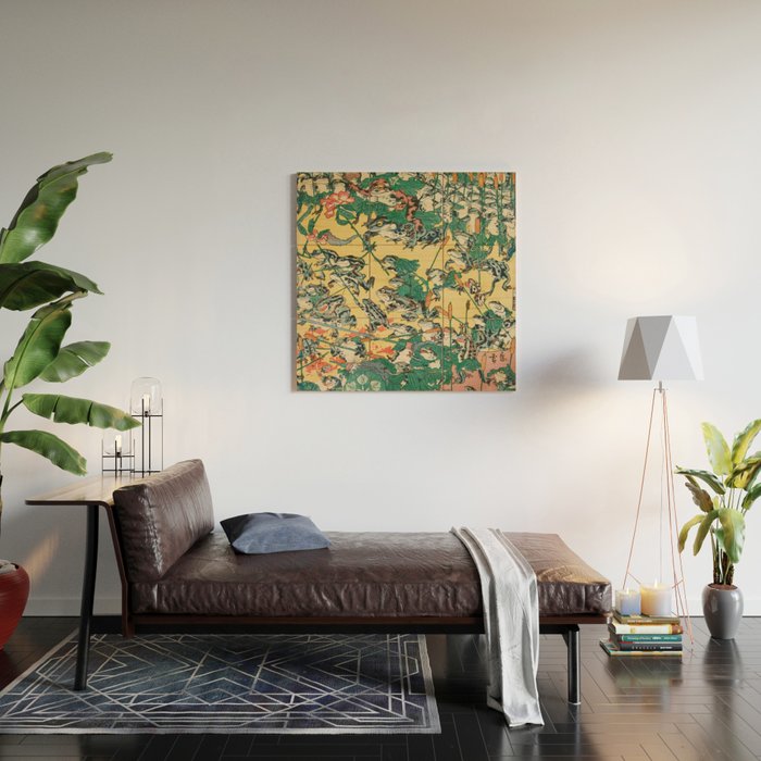 Fashionable Battle of Frogs by Kawanabe Kyosai, 1864 Wood Wall Art Gallery Image 2