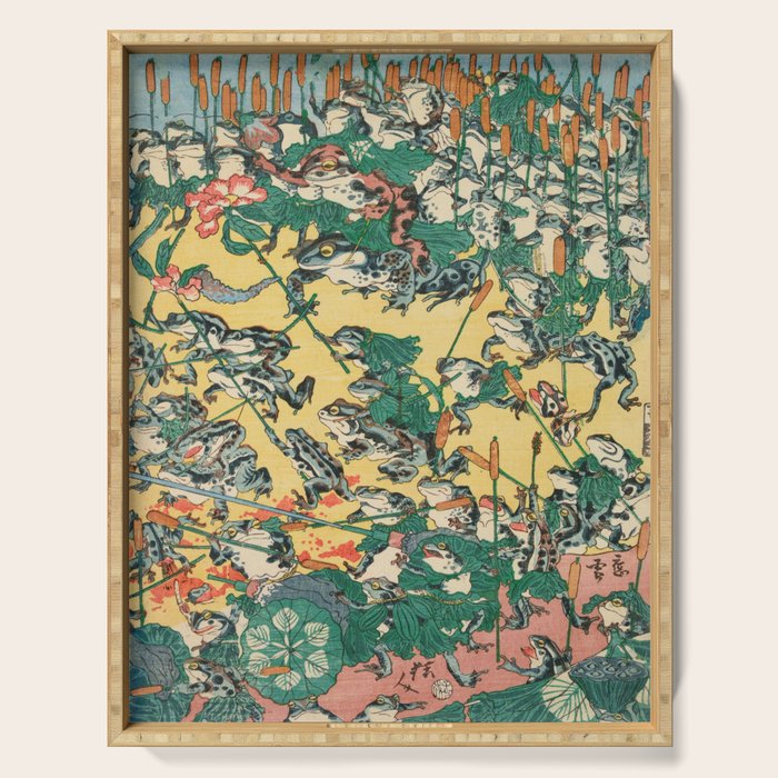 Fashionable Battle of Frogs by Kawanabe Kyosai, 1864 Serving Tray Gallery Image 1