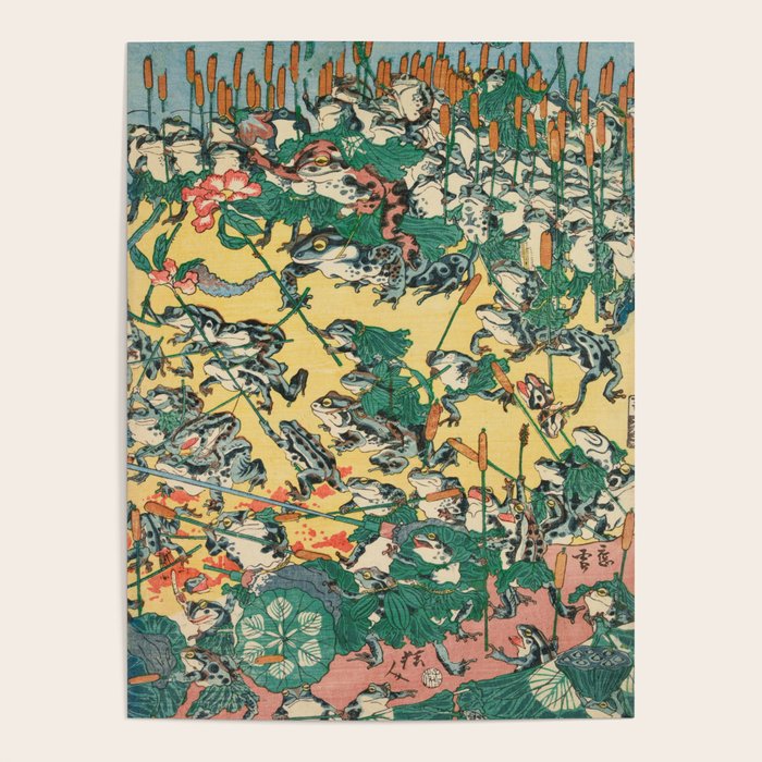 Fashionable Battle of Frogs by Kawanabe Kyosai, 1864 Poster Gallery Image 4