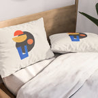 Minimalist Modern Mid Century Funky Colorful Primary Shapes Paper Collage by Ejaaz Haniff Pillow Sham Gallery Image 2