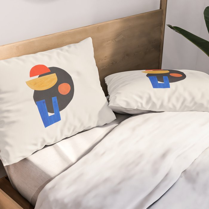 Minimalist Modern Mid Century Funky Colorful Primary Shapes Paper Collage by Ejaaz Haniff Pillow Sham Gallery Image 2