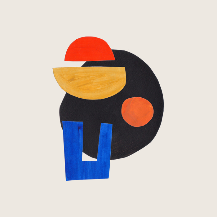 Minimalist Modern Mid Century Funky Colorful Primary Shapes Paper Collage by Ejaaz Haniff Coffee Mug Gallery Image 2