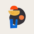 Minimalist Modern Mid Century Funky Colorful Primary Shapes Paper Collage by Ejaaz Haniff Coffee Mug Gallery Image 2