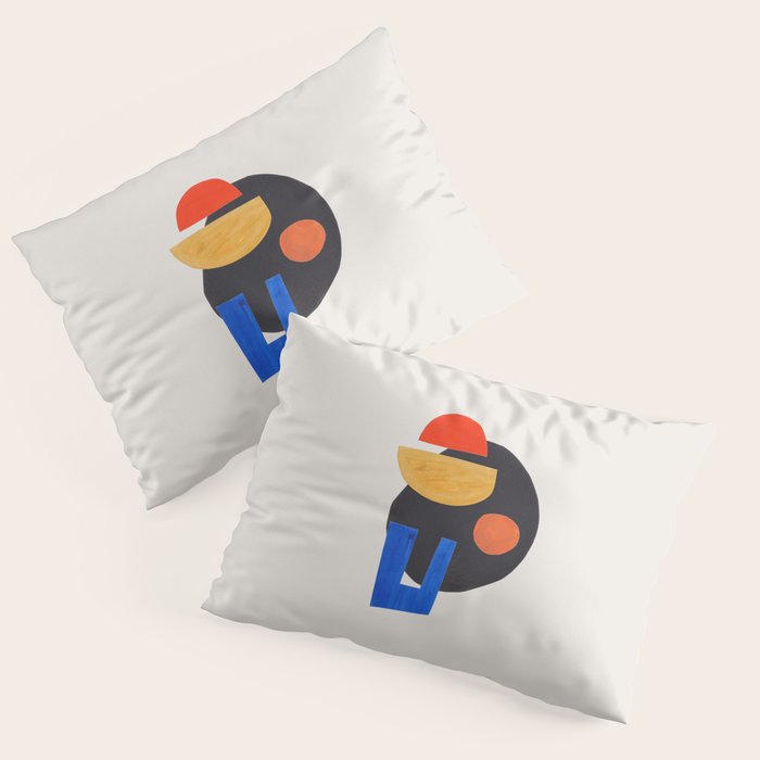 Minimalist Modern Mid Century Funky Colorful Primary Shapes Paper Collage by Ejaaz Haniff Pillow Sham Gallery Image 1