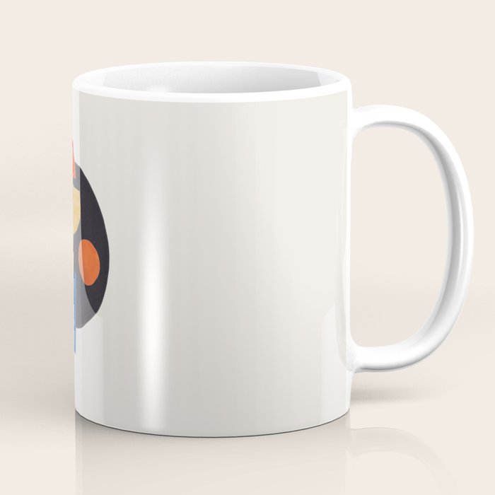 Minimalist Modern Mid Century Funky Colorful Primary Shapes Paper Collage by Ejaaz Haniff Coffee Mug Gallery Image 1