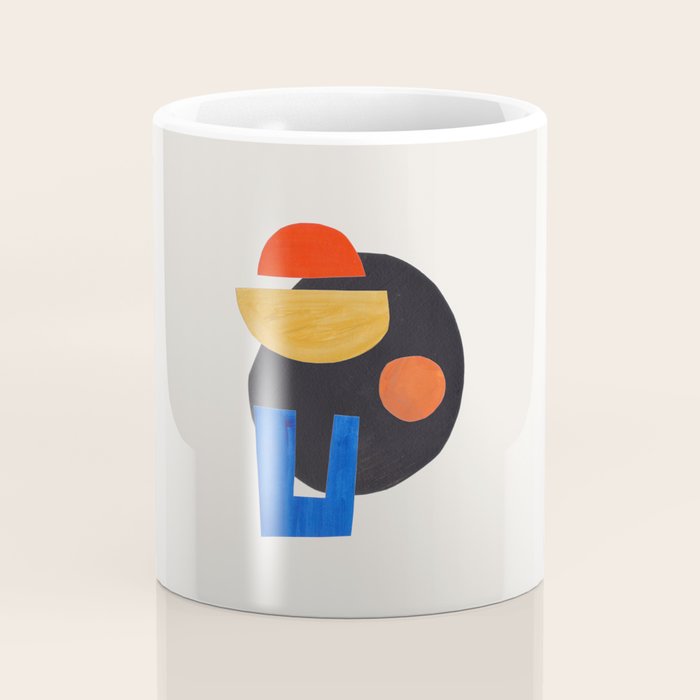 Minimalist Modern Mid Century Funky Colorful Primary Shapes Paper Collage by Ejaaz Haniff Coffee Mug Gallery Image 4